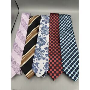 Lot of 5 Versa Collezioni Mens Neck Ties Paisley Stripe Geometric